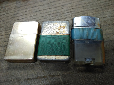 Vtg 3 Pc Cigarette Lighter Parts Repair Restore Lot Storm King Wind Proof