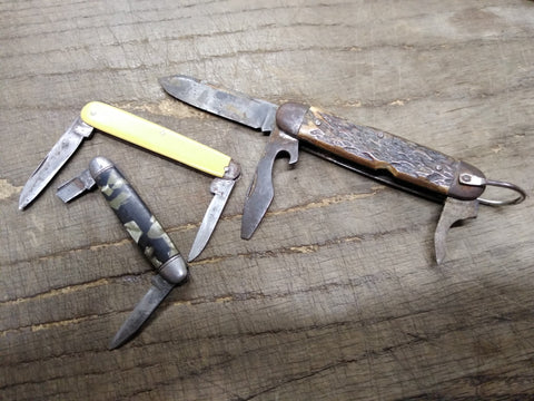 Vtg 3 Piece Pocket Knife Parts Repair Restoration Lot Imperial Hammer Brand