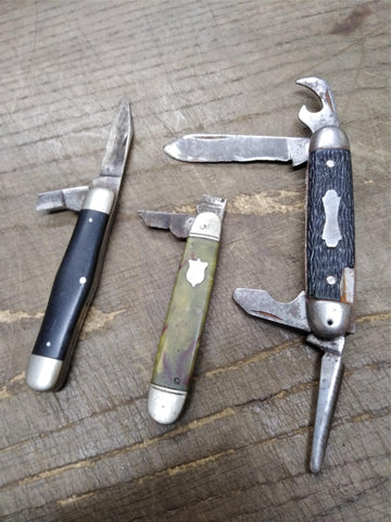 Vtg 3 Piece Pocket Knife Parts Repair Restoration Lot USA Cattaraugus Camillus