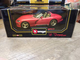 Vtg NOS Burago Diamonds Diecast 1992 Dodge Viper RT/10 1/18 Scale Red Sports Car