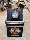 Vtg NOS Unisex Bulova Harley Davidson Wrist Watch Scull & Black Dial 50M WR Box