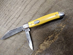 Vtg Imperial Prov R.I. USA Folding Pocket Knife Yellow Handle 2 Blade 3" Closed