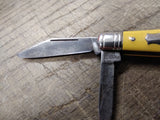 Vtg Imperial Prov R.I. USA Folding Pocket Knife Yellow Handle 2 Blade 3" Closed