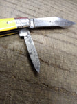 Vtg Imperial Prov R.I. USA Folding Pocket Knife Yellow Handle 2 Blade 3" Closed