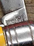 Vtg Imperial Prov R.I. USA Folding Pocket Knife Yellow Handle 2 Blade 3" Closed