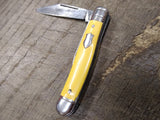 Vtg Imperial Prov R.I. USA Folding Pocket Knife Yellow Handle 2 Blade 3" Closed