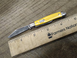 Vtg Imperial Prov R.I. USA Folding Pocket Knife Yellow Handle 2 Blade 3" Closed