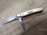 Vtg Prov Cutlery R.I. USA Folding Pocket Knife White Handle 2 Blade 2.75" Closed