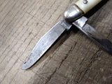 Vtg Prov Cutlery R.I. USA Folding Pocket Knife White Handle 2 Blade 2.75" Closed