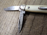 Vtg Prov Cutlery R.I. USA Folding Pocket Knife White Handle 2 Blade 2.75" Closed
