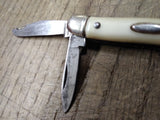 Vtg Prov Cutlery R.I. USA Folding Pocket Knife White Handle 2 Blade 2.75" Closed