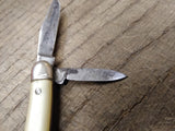 Vtg Prov Cutlery R.I. USA Folding Pocket Knife White Handle 2 Blade 2.75" Closed
