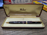 Vtg Parker Duofold Mechanical Pencil Rose Gray Geometric Stripe w/Box Works!