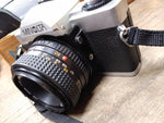 Vtg Minolta XG A 35mm SLR Film Camera with MD 50mm 1:1.7 lens Strap Case