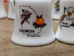 Vtg 2 Piece Bone China Miniature Bell Lot Georgia State Flower and Bird Ringers!