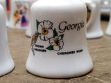 Vtg 2 Piece Bone China Miniature Bell Lot Georgia State Flower and Bird Ringers!