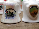 Vtg 3 Piece Bone China Miniature Bell Lot Minnesota New Mexico Nevada Ringers!