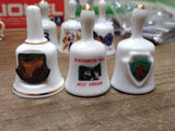 Vtg 3 Pc Bone China Mini Bell Lot W Virginia Smoke Caverns Black Water Ringers!