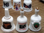 Vtg 3 Pc Bone China Mini Bell Lot W Virginia Smoke Caverns Black Water Ringers!