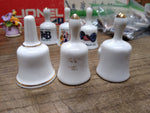 Vtg 3 Pc Bone China Mini Bell Lot W Virginia Smoke Caverns Black Water Ringers!