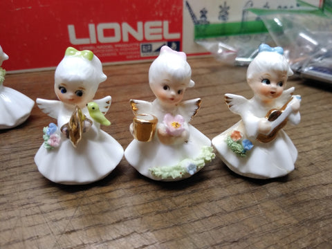 Vtg 3 Pc Bone China Miniature Lot Napcoware Flower Girl Of The Month Figurines!