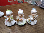 Vtg 3 Pc Bone China Miniature Lot Napcoware Flower Girl Of The Month Figurines!