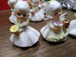 Vtg 3 Pc Bone China Mini Lot Napcoware Flower Angel Girl Of The Month Figurines!
