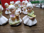 Vtg 3 Pc Bone China Mini Lot Napcoware Flower Angel Girl Of The Month Figurines!