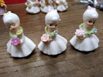 Vtg 3 Pc Bone China Mini Lot Napcoware Flower Girl Of The Month Figurines Minty!