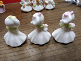 Vtg 3 Pc Bone China Mini Lot Napcoware Flower Girl Of The Month Figurines Minty!