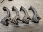 Vtg Antique 4 Piece Set Cast Iron Lion Head Table Legs? Shelf Brackets? Nice!