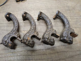 Vtg Antique 4 Piece Set Cast Iron Lion Head Table Legs? Shelf Brackets? Nice!