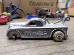 Vtg Barclay Towing Truck Wrecker Metal Slush Mold Toy Rubber Wheels 1930's