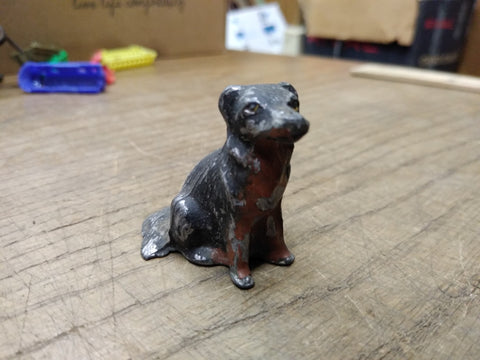 Vtg Diecast Slush Mold Collie Dog Toy Painted Miniature Doll House Figure 1.5"H