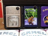Vtg 1997 98 Zippo Lighter Counter Display 8 Camel Joe Lighters Tins Box Sealed!