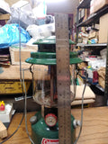 Vtg 1974 Coleman Green Camping Lantern Model 220H Gas Dual Mantel Pyrex Globe