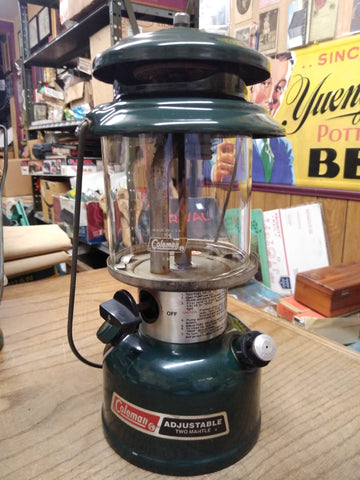 Vtg 1992 Coleman Green Camping Lantern Model 288A Gas Adjustable Dual Mantel