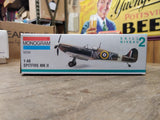 Vtg NOS MONOGRAM Spitfire MK II 1:48 Scale RAF Fighter Plane Plastic Model Kit