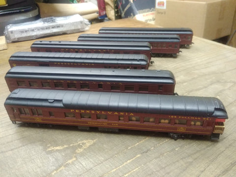 Vtg 6 Pc Rivarossi HO Scale PRR Car Lot Observation US Mail 2x Dining 2x Pullman