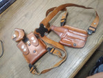 Galco RH Holster #248 & Double Magazine SCL22 Shoulder Holster Tan Leather Nice!