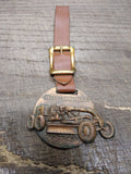 Vtg Allis Chalmers Grader Heavy Construction Equipment Brass Pocket Watch Fob