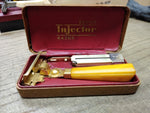 Vtg Schick Injector Single Edge Razor w/Butterscotch Handle Injector & Hard Case