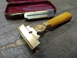 Vtg Schick Injector Single Edge Razor w/Butterscotch Handle Injector & Hard Case