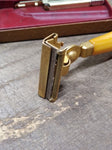 Vtg Schick Injector Single Edge Razor w/Butterscotch Handle Injector & Hard Case