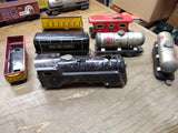 Vtg O Gauge Marx Wind Up Train Set 4 Cars Tender Tanker Side Dump Caboose Works!