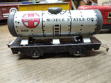 Vtg O Gauge Marx Wind Up Train Set 4 Cars Tender Tanker Side Dump Caboose Works!