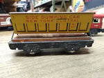 Vtg O Gauge Marx Wind Up Train Set 4 Cars Tender Tanker Side Dump Caboose Works!