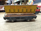Vtg O Gauge Marx Wind Up Train Set 4 Cars Tender Tanker Side Dump Caboose Works!
