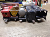 Vtg O Gauge Marx Wind Up Train Set 4 Cars Tender Tanker Side Dump Caboose Works!