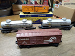 Vtg 4 Pc O Gauge Lionel & American Flyer Tanker Box Car Lot Sunoco NP Conrail